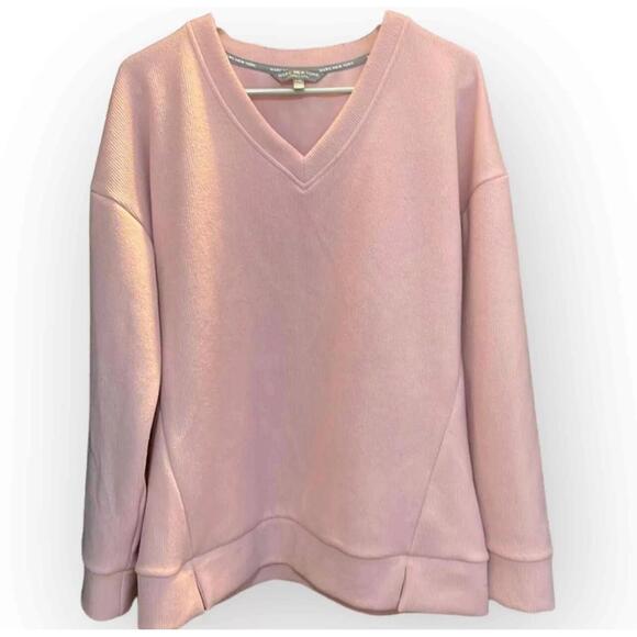Marc New York Women's V Neck Long Sleeve Textured Top, Rosewater Large S24 AH9 - Picture 2 of 4